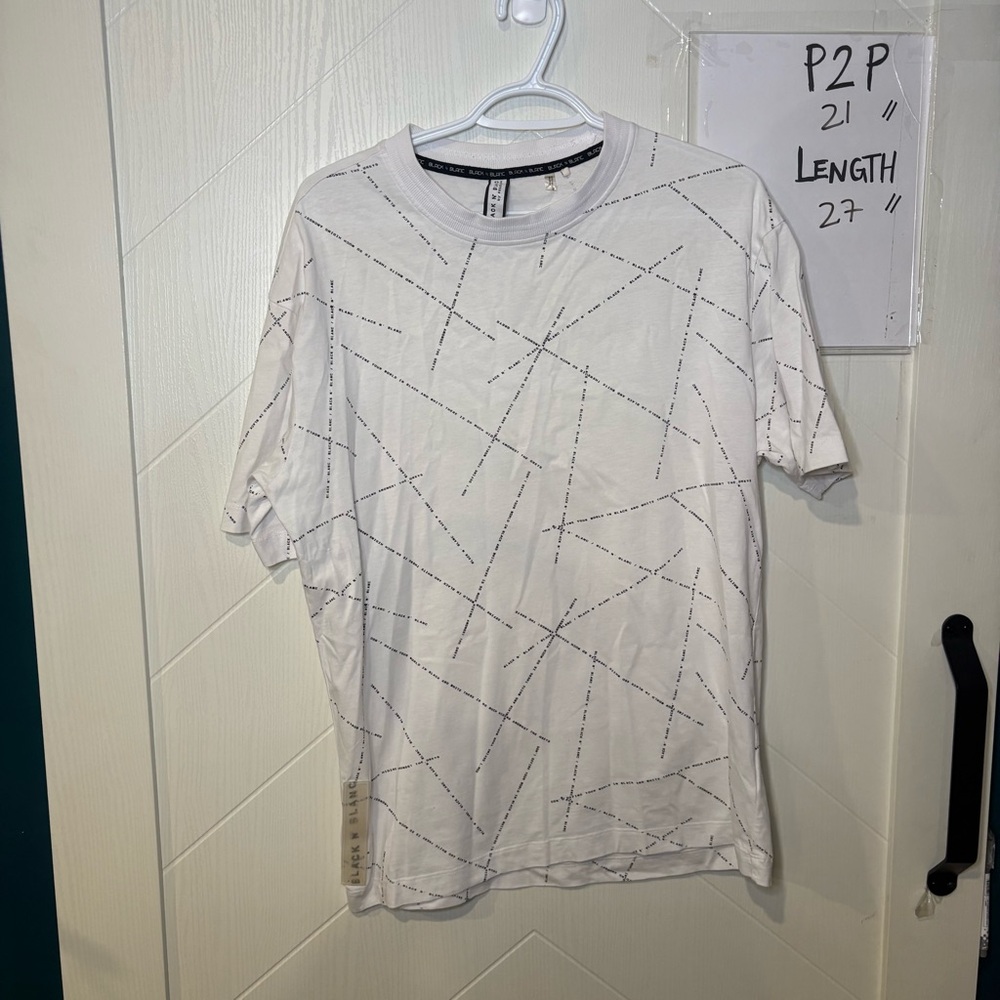 Black N Blanc by Projek Raw White Geometric Graphic All Over‎ Print Tee Medium